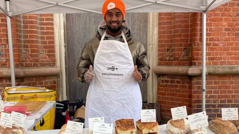 Obsa helping out at the Breadwinners market stall in Brighton