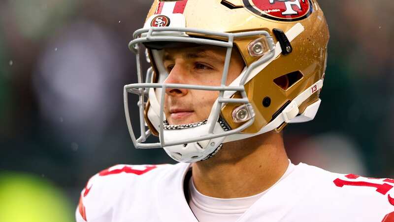 Trey Lance and Brock Purdy pictured last season, with the two and Sam Darnold to compete for the starting spot this offseason (Image: Michael Zagaris/San Francisco 49ers/Getty Images)