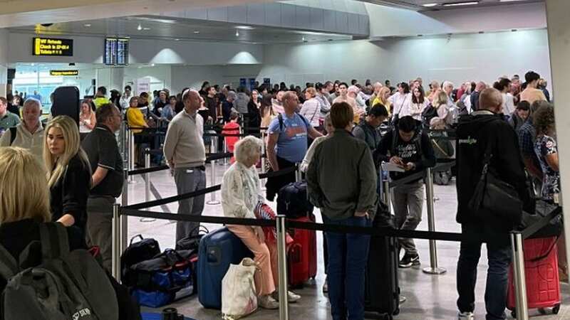 Passengers were stuck in lengthy queues yesterday (Image: Bruce Moran)