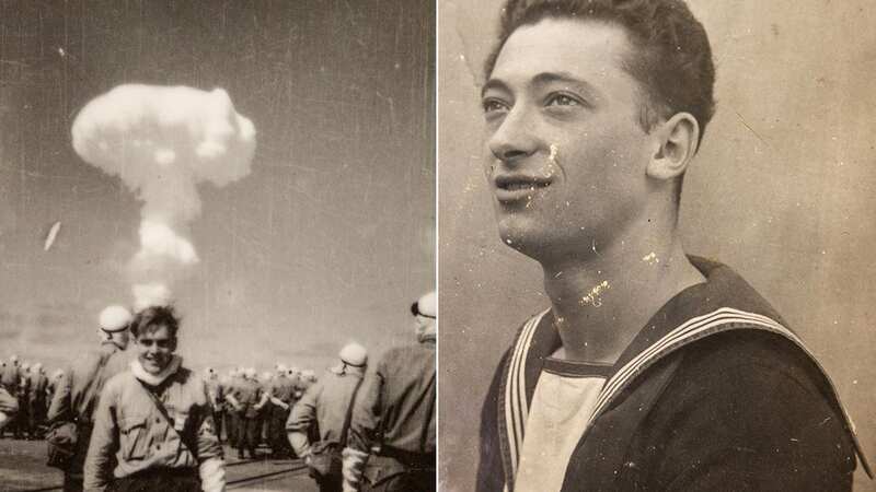 Naval rating Neil Haberman, and a picture he took of a crewmate after they saw a nuclear detonation