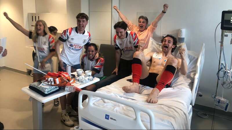 Tom Lockyer was delighted with the win after leaving Wembley to go to hospital (Image: Twitter - Steve Lockyer)