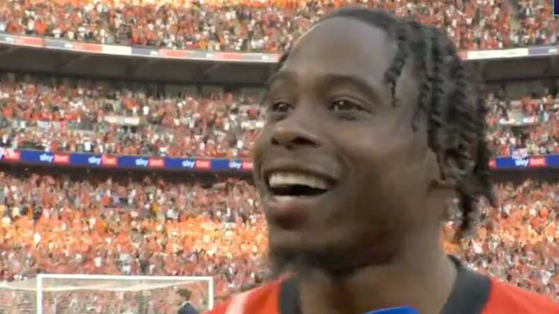 Pelly Ruddock Mpanzu celebrated promotion with Luton Town on Saturday (Image: Football Daily)