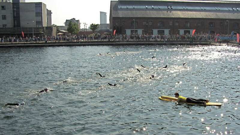An athlete died while taking part in a gruelling swim in a triathlon today (Image: john bristow/WALES NEWS SERVICE)