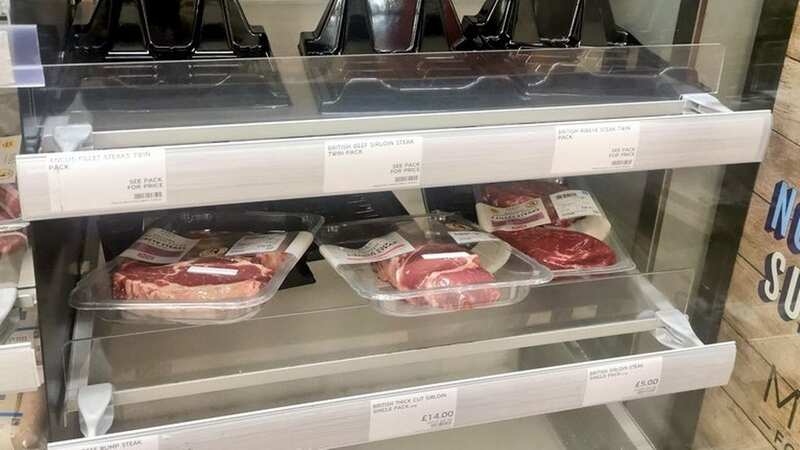 M&S has limited the amount of steaks it displays to deter shop lifting (Image: @lorrainemking/Twitter)
