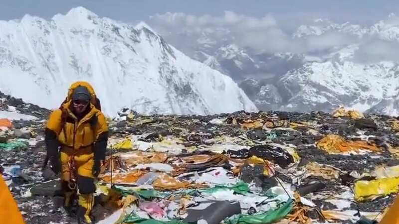 Calls for change have been made after a video appeared of Mount Everest covered in rubbish (Image: Jam Press Vid/@tenzi_sherpa1999)