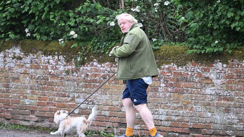 Boris Johnson walks his dog Dilyn on Tuesday (Image: Jeremy Selwyn)