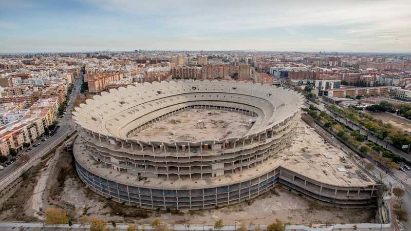 The Nou Mestalla remains as a shell after building work was halted (Image: Getty Images)