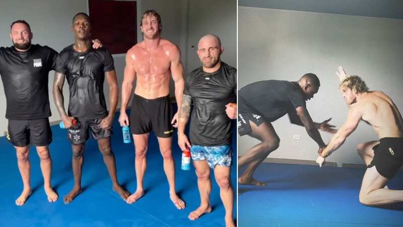 YouTube star Logan Paul grapples with UFC champion Israel Adesanya