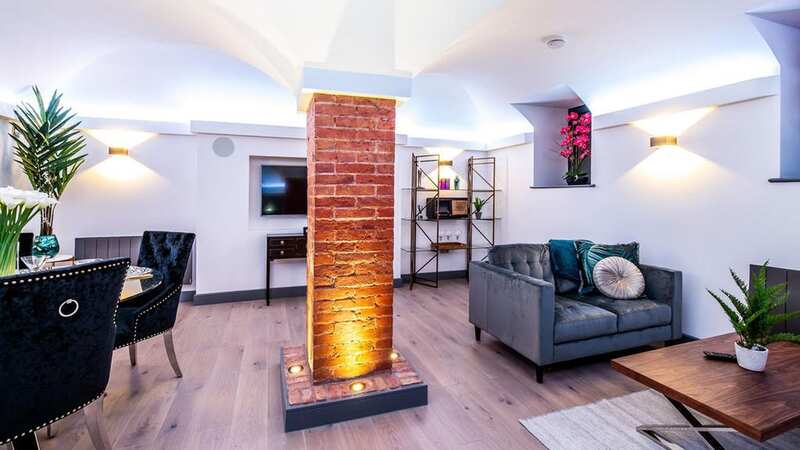 Outside the apartment of flat in Nottingham which has underground cave fitted with full cinema room (Image: Kennedy News / Rightmove)