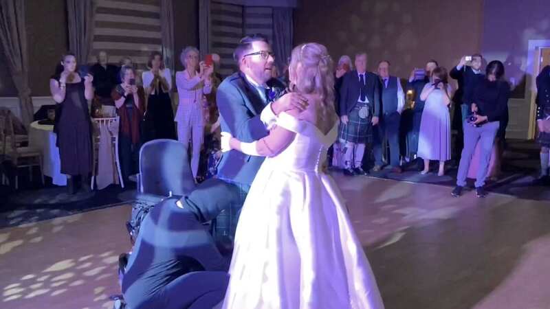 Barry MacDowell was able to remain standing for the entire first dance (Image: Emma MacDowell / SWNS)