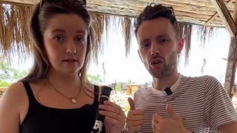 Chelsea and her partner shared a video of their TikTok experiment on the alcohol (Image: Tiktok/cheapholidayexpert)