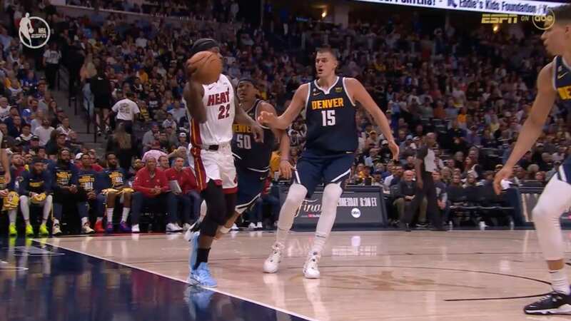 Jimmy Butler had his foot out of bounds as he threw a pass for a wide open three (Image: ESPN)