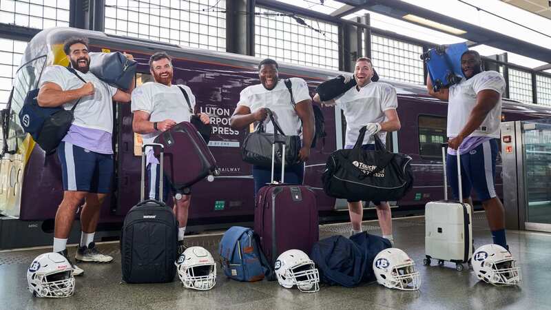 Luton Airport Express teams up with American football team, London Blitz, to help passengers carry their luggage (Image: PinPep)