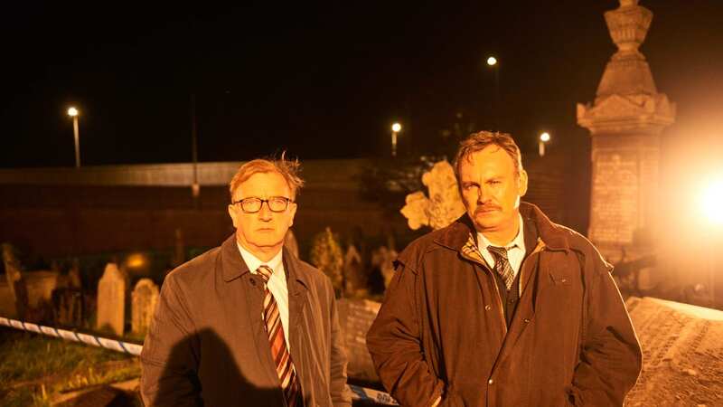 Steffan Rhodri as Phil Rees and Philip Glenister as DCI Paul Bethell (Image: BBC/Severn Screen/Tom Jackson)