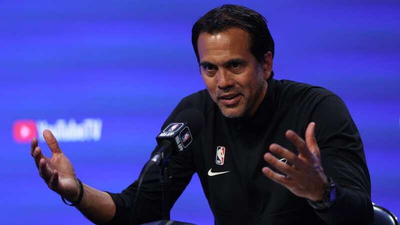 Miami Heat head coach Erik Spoelstra speaks to the media after making adjustments after Game 1 of the NBA Finals. (Image: Matthew Stockman/Getty Images)