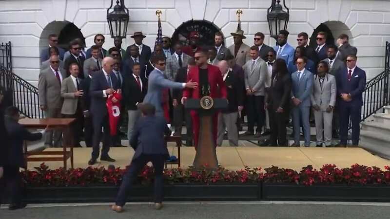 Patrick Mahomes was quick to stop Travis Kelce in his tracks