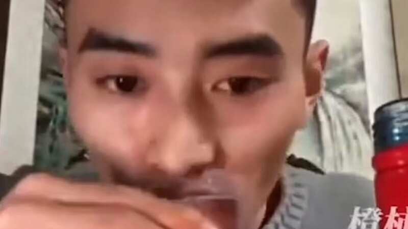 Viewers said Zhong downed bottles of baijiu before he was found dead the next day (Image: Douyin)
