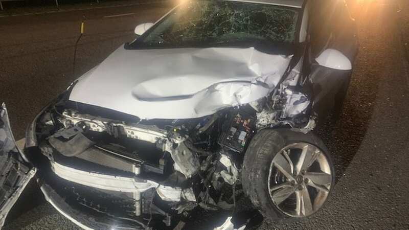 Horrifying moment woman driving on motorway smashing into oncoming traffic