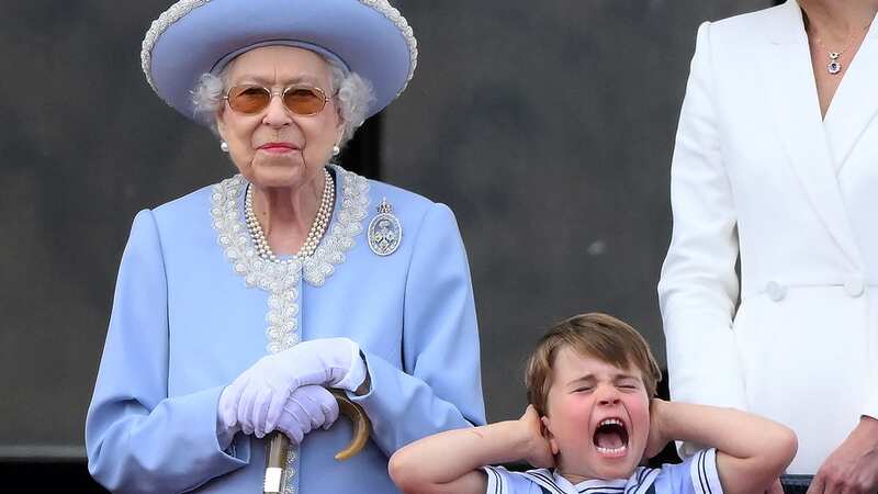 The late Queen and Prince Louis shared a sweet moment on the Buckingham Palace balcony (Image: AFP via Getty Images)