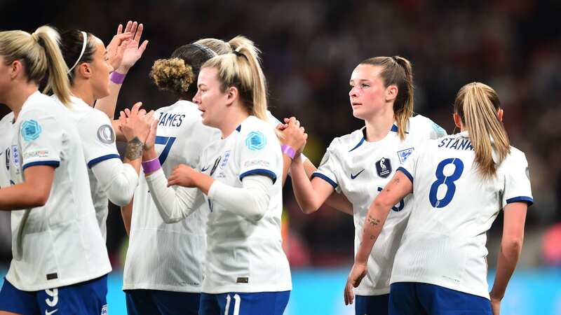 Ella Toone of England celebrates with teammates after scoring (Image: Photo by Harriet Lander - The FA/The FA via Getty Images)