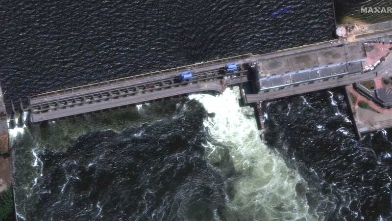 The Kakhovka dam was destroyed on Tuesday (Image: Satellite image Â©2023 Maxar Tech)