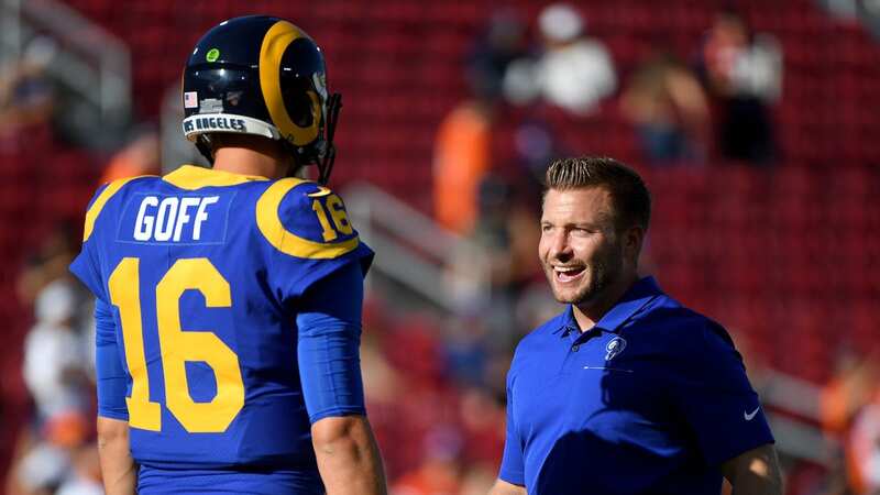 Head coach Sean McVay of the Los Angeles Rams laughs with former QB Jared Goff (Image: Getty Images)