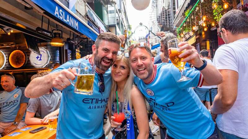 Man City fans in Istanbul - but two well-known terrace regulars will not be there (Image: Phil Harris)