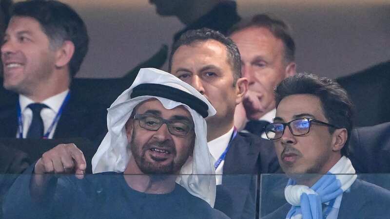 Sheikh Mansour (right) pictured with UAE president Mohamed bin Zayed al-Nahyan (Image: OZAN KOSE/AFP via Getty Images)