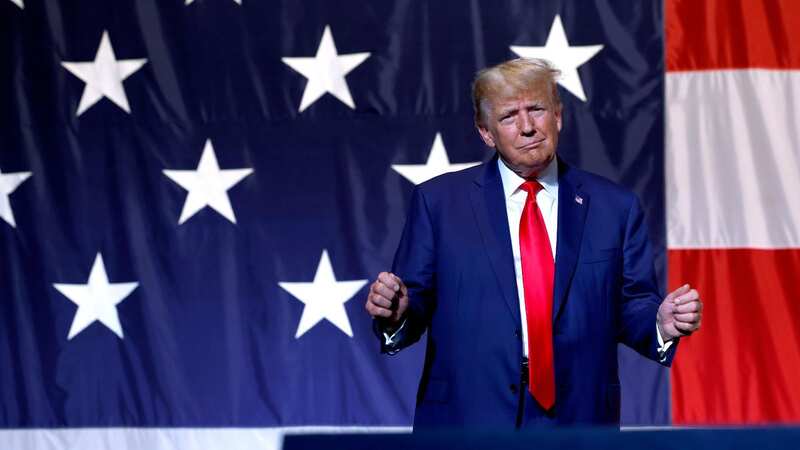 Trump looked smug as he addressed the crowds