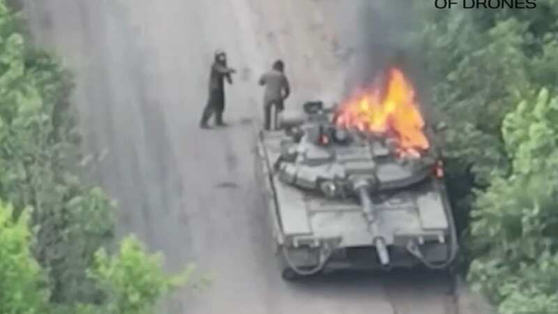 Russians flee tank in Kupiansk (Image: Achilles drone group of 92OMBr/Newsflash)