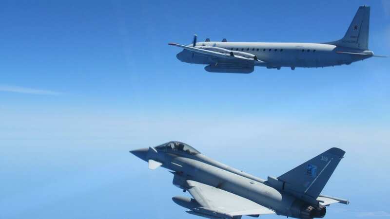 RAF Typhoons intercepted three Russian jets flying close to NATO airspace today (Image: @RoyalAirForce/Twitter)