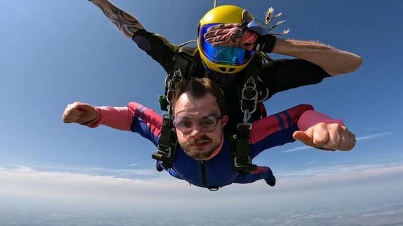 Ned during his skydive to help Brain Tumour Research (Image: Ned Hilton/Brain Tumour Research)