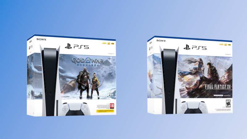 GAME is offering up two PS5 bundles with God of War Ragnarok or FF16 plus two games for free (Image: Shabana Arif)