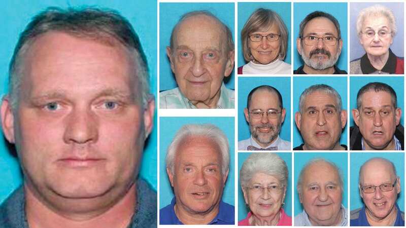 Robert Bowers, far left, pictured with the victims, right