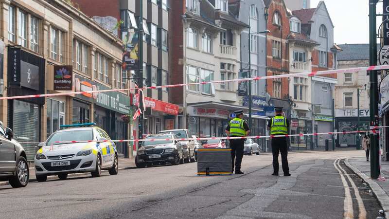 A police cordon on Old Christchurch Road in Bournemouth (Image: BNPS)