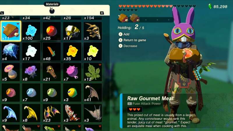 Zelda: Tears of the Kingdom Raw Meat glitch is letting players earn up to 5,000 rupees per minute (Image: Suishi YouTube)