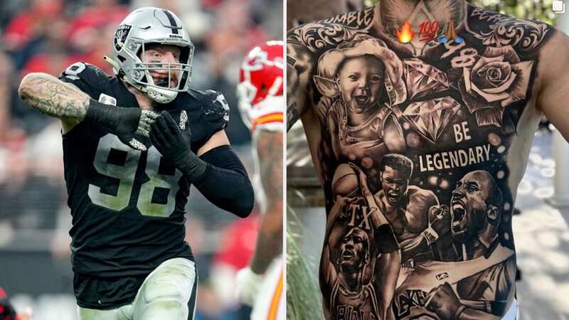 Maxx Crosby of the Las Vegas Raiders has got a new tattoo (Image: Michael Owens/Getty Images)
