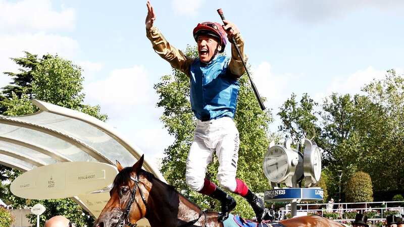 Frankie Dettori celebrates an overdue first Royal Ascot 2023 win (Image: James Marsh/REX/Shutterstock)