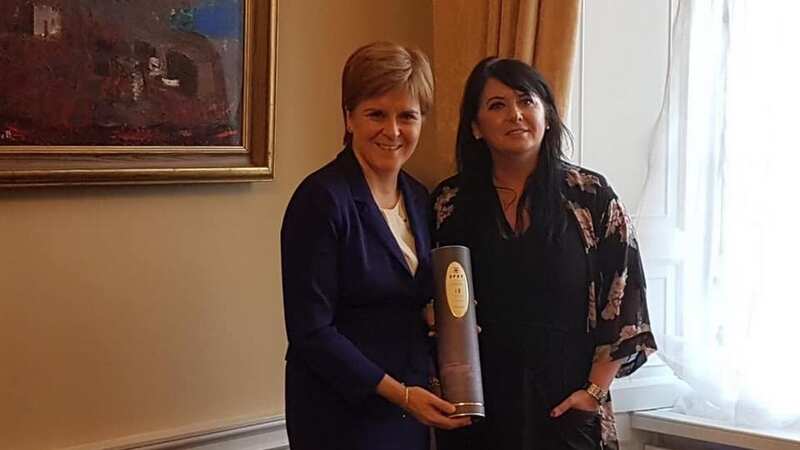 Patricia Dillon of Speyside Distillers pictured with Nicola Sturgeon in 2019 (Image: Facebook)