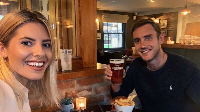 Stuart and partner Mollie King in the pub