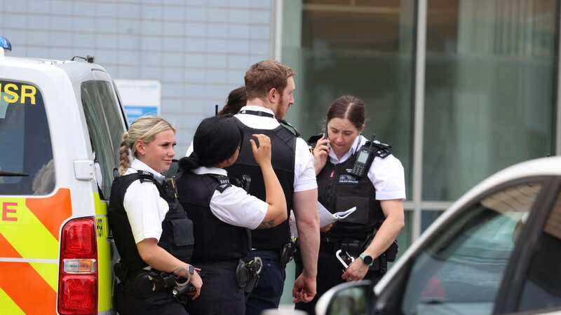 Police dashed to a stabbing yesterday at a hospital (Image: Ian Vogler / Daily Mirror)
