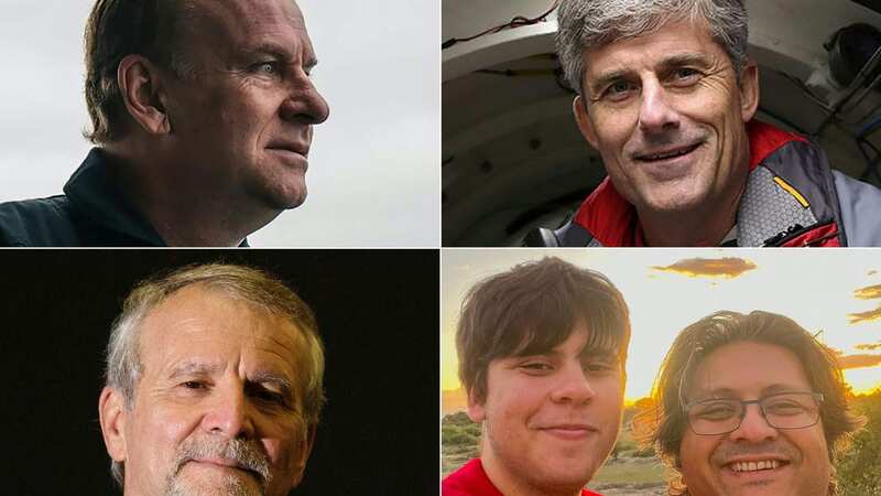 Those on board the missing sub clockwise from top left: Hamish Harding, Stockton Rush, Shahzada and Sulaiman Dawood and Paul-Henry Nargeolet (Image: Dirty Dozen Productions/OceanGat)