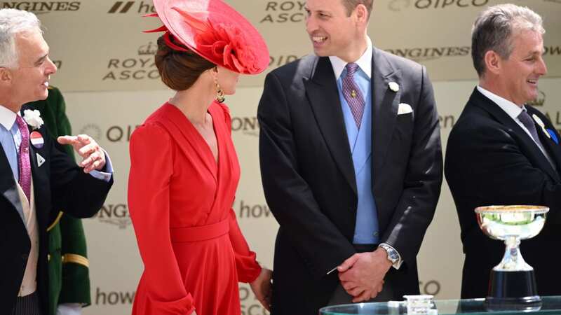 The Princess of Wales was pictured touching William