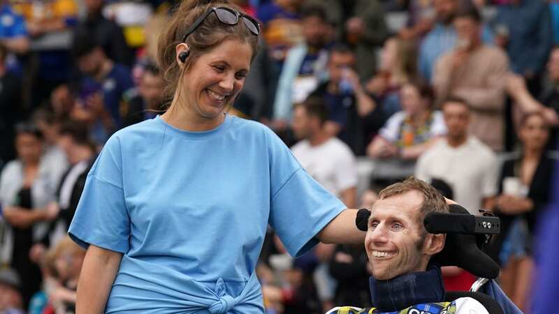 Rob Burrow and wife Lindsey prior to the Betfred Super League match at Headingley Stadium (Image: PA)