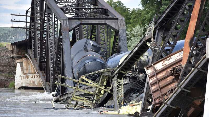 The train car derailed early on Saturday morning (Image: AP)