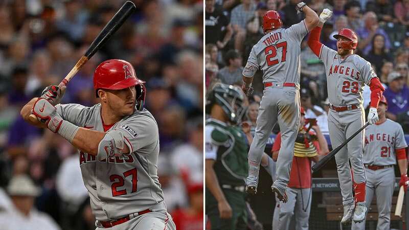 Mike Trout led the Los Angeles Angels as Shohei Ohtani endured a rare quiet night (Image: Michael Owens/Getty Images)