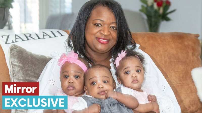 Monique Bertrand and her three babies (Image: SWNS)