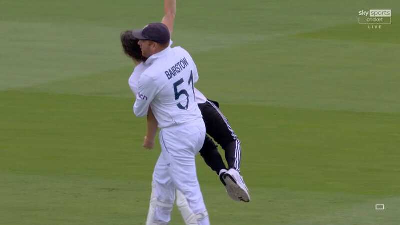 Jonny Bairstow carried the protestor off (Image: Sky Sports)