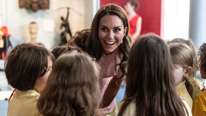 Kate speaks with children of Globe Primary school in Bethnal Green as she officially opens The Young V&A (Image: Getty Images)