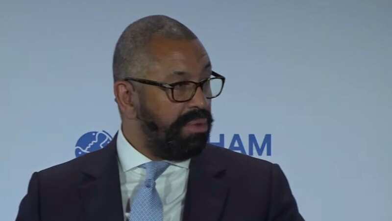 Foreign Secretary James Cleverly was addressing the Chatham House foreign affairs think tank (Image: Sky News)